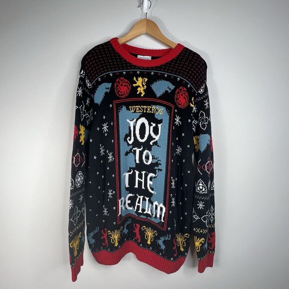 Game of Thrones Joy to the Realm Mens XL Sweater Ugly Christmas Holiday Movie - Picture 1 of 7